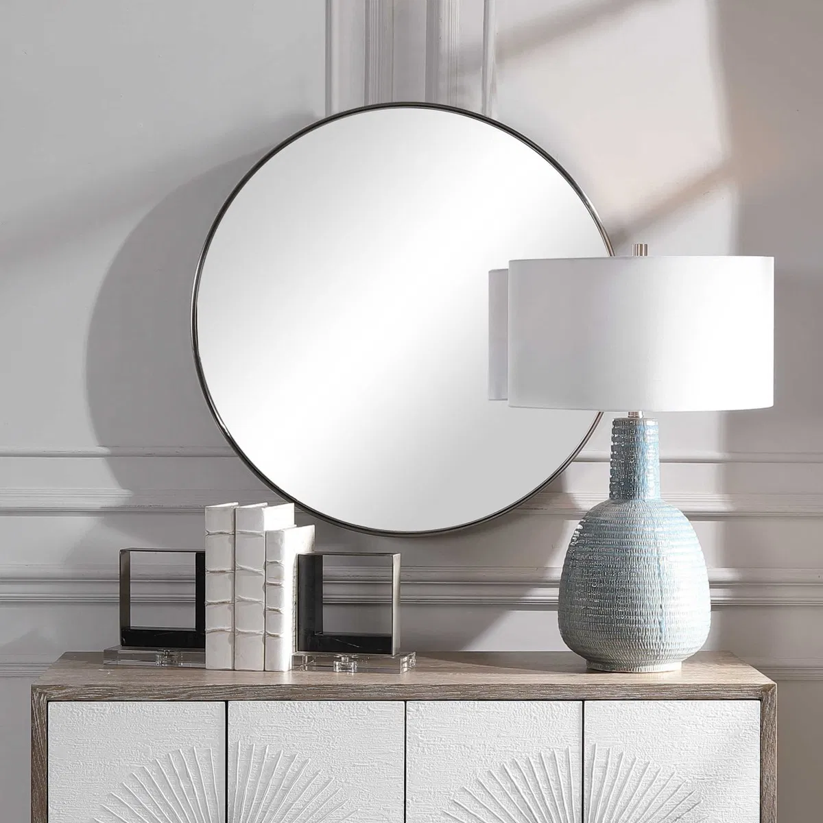 Modern Black Frame Round Mirrors (50cm / 60cm / 70cm / 80cm / 90cm)