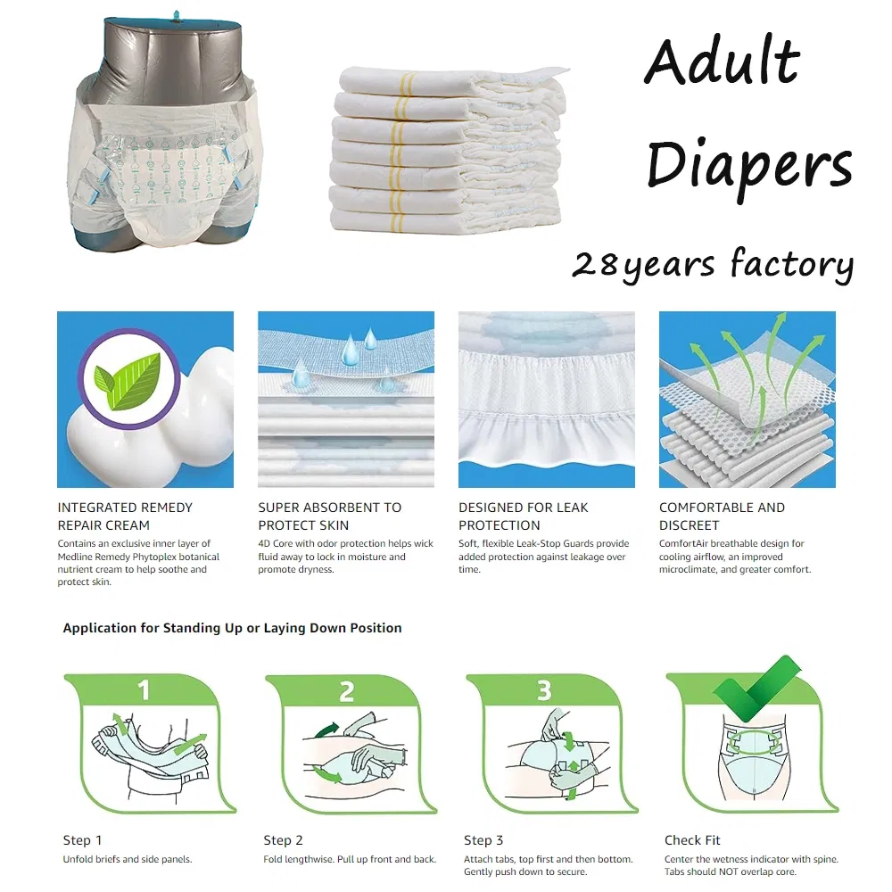 CE ISO13485 OEM Disposable Incontinence Adult Diaper High Absorbency Adult Nappy