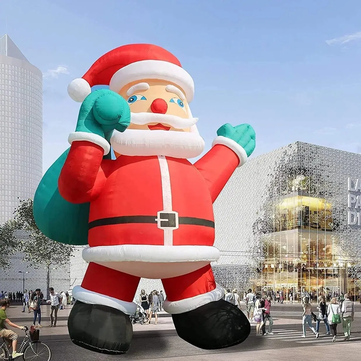 Giant Christmas Inflatable Santa Claus with Blower LED Lighted Christmas Decorations Outdoor Yard Lawn Christmas Party