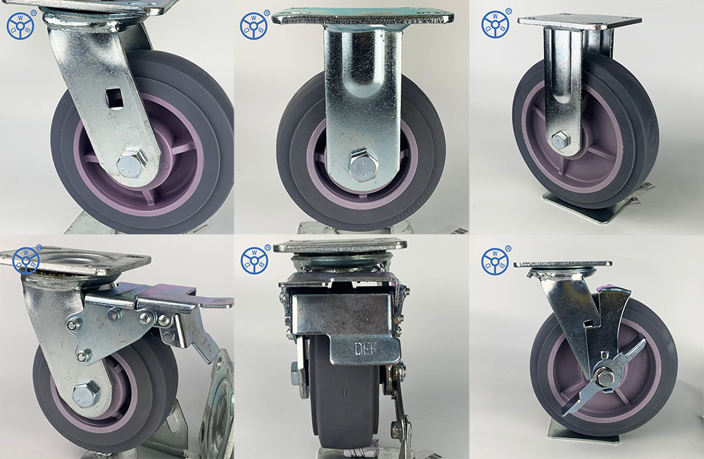 Wbd Caster Manufacturer Colson 4 5 6 8inch Polyurethane PU Wheel Rotating Caster Wheels with Side Brake