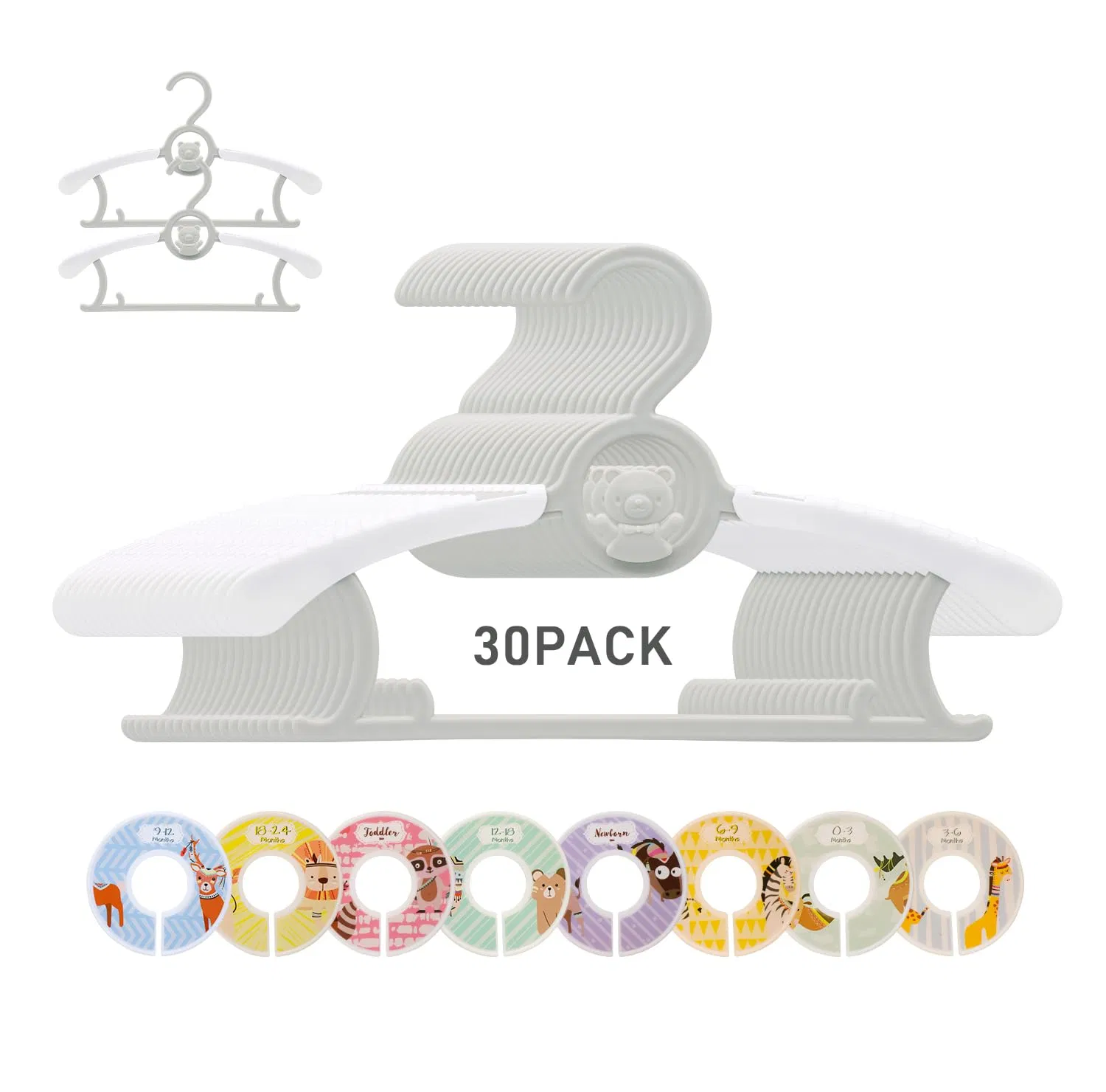 20 вешалок для детской одежды с антискользящими зажимами