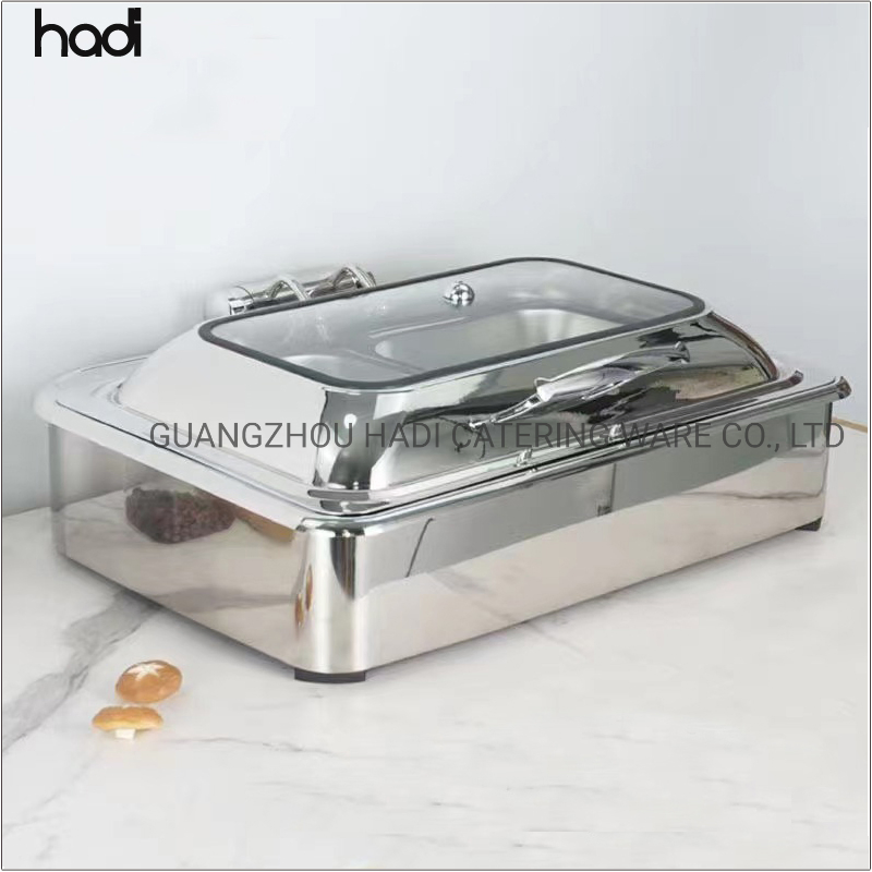Hotel & Restaurant Supplies Wholesale Hotel Stainless Steel Induction Buffet Food Warmer Chafing Dishes Silver Rectangular Heating Buffet Electric Chafing Dish