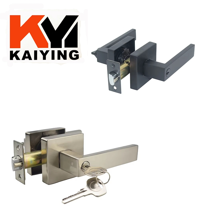 Heavy Duty Matte Black Door Knob Reversible Square Handle Lock