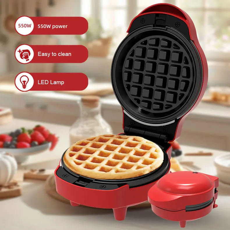 Customized Mini Waffle Maker with Quick Heat-up Heart Shape Plates