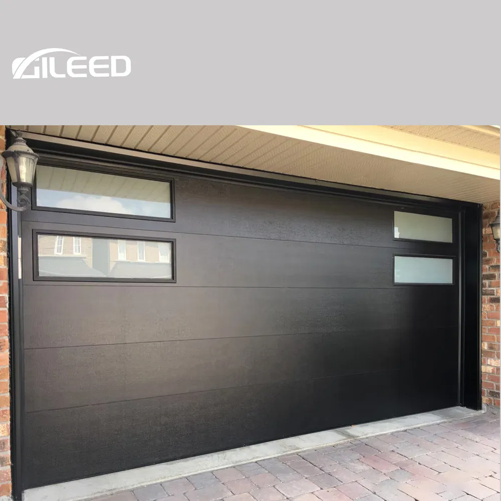 Modern Remote Control Smart Sectional Aluminum Panels Garage Door with Glass Clear Windows