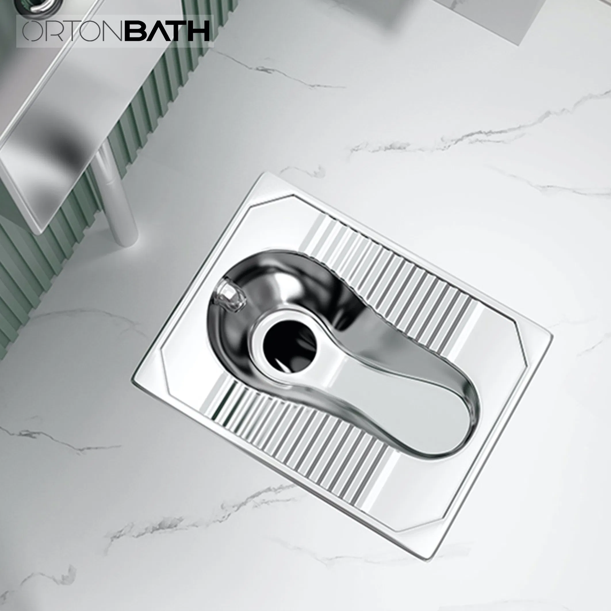 Ortonbath Commercial Stainless Steel Piss Wc Squatting Pan Toilet Squat Wc Pan for Prison Train Commerical Area