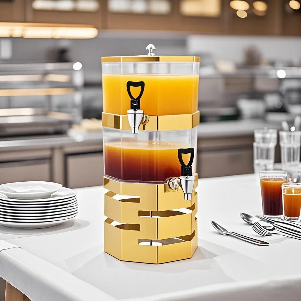 Xiangsheng 8L Golden Stainless Steel Juice Dispenser Overlapping Double Layer Drink Dispenser