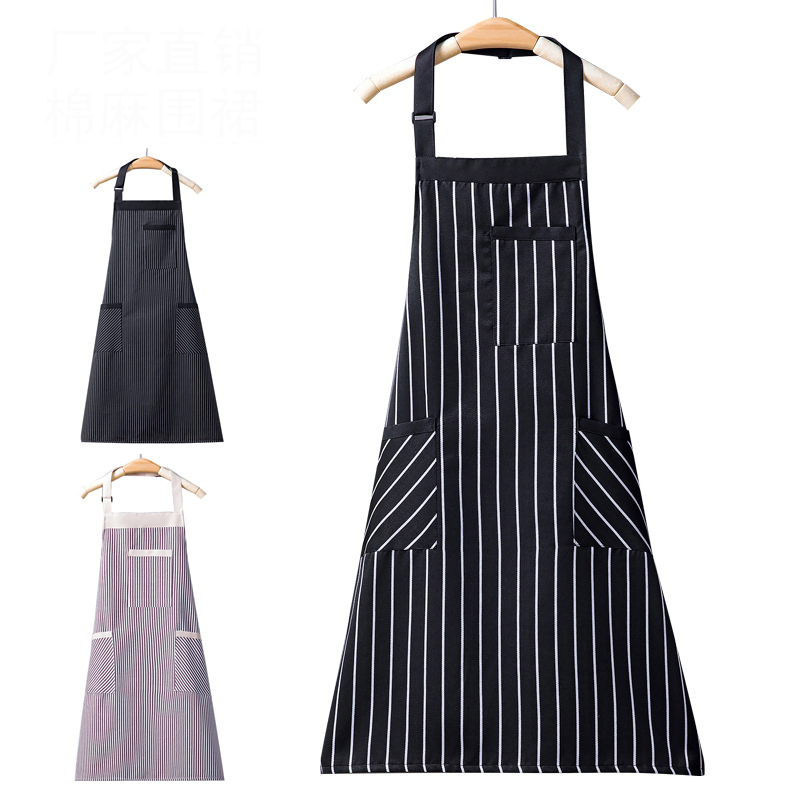 Custom Logo Cotton Mom and Kids Matching Women Kitchen Cleaning Waitress Barbeque Cafe Aprons Pockets