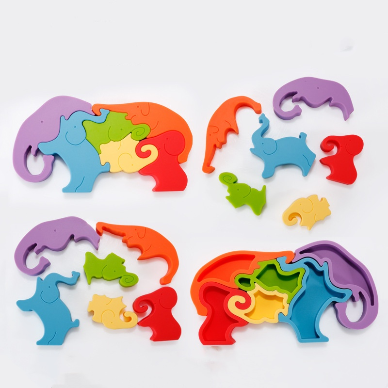 Wholesale Food Grade Educational Toddlers Infant Toys Baby Silicone Elephant Puzzle Toy