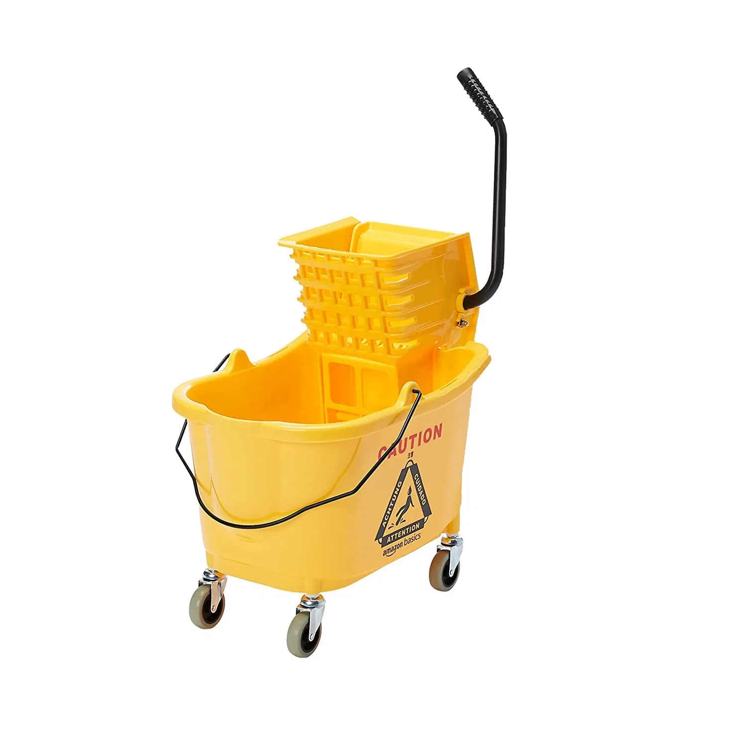 Factory Wholesale Yellow Plastic Combination Multi-Function Wheeled Commercial Mop Bucket