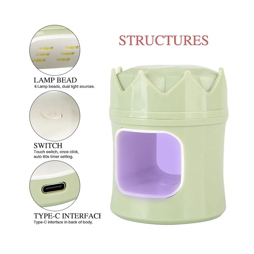 18W Mini Crown Cordless UV Gel LED Nail Care Lamp DIY Manicure Light Nails Art Smart Dryer