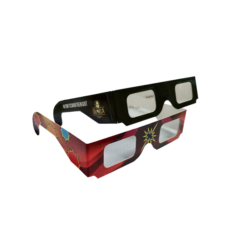 100PCS/Batch Paper Diffraction Glasses 13500 Lines, Spiral, Heart, Snowflake, Christmas Series and More Holographic Paper Glasses