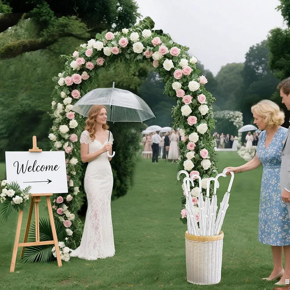 Promotion Gift Plastic Long Handle Manual Men's and Women's Business Wedding 8K Clear Umbrella Transparent Umbrellas for Outdoor