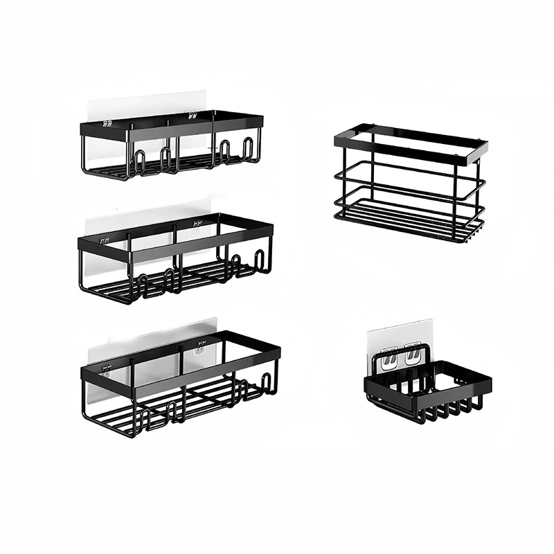 Wholesale Hot Selling Five-in-One Bathroom Punch-Free Cosmetics Toiletries Wall-Mounted Storage Rack