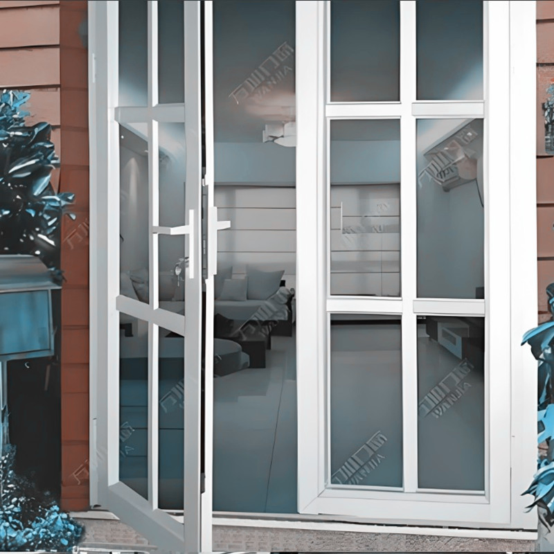 Premium Double Pane UPVC Casement Door with Stylish Grill Design