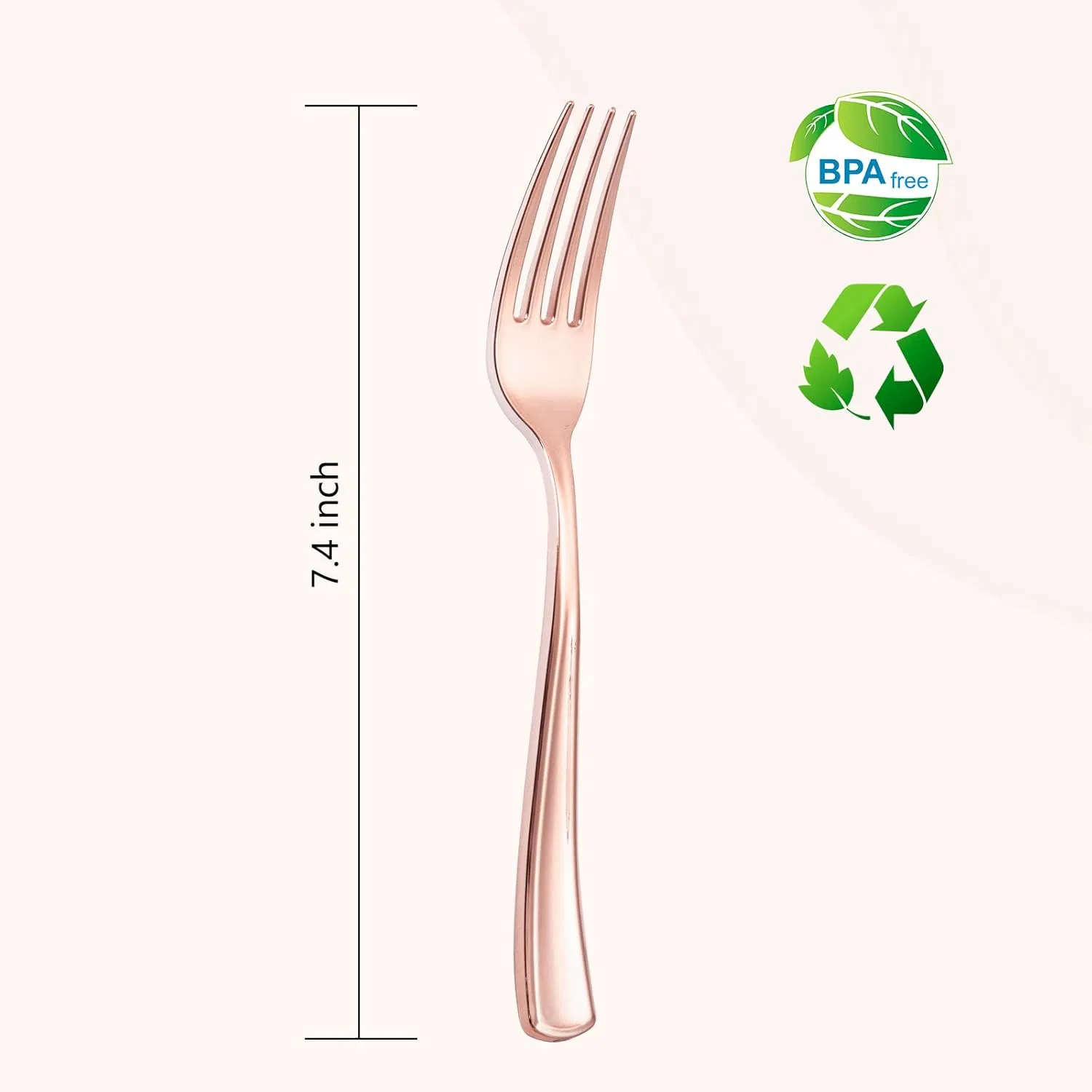 Rose Gold Disposable Forks 7.4 Inch Heavy Duty Plastic Rose Gold Silverware for Catering, Parties, Dinners, Weddings & Mother's Day