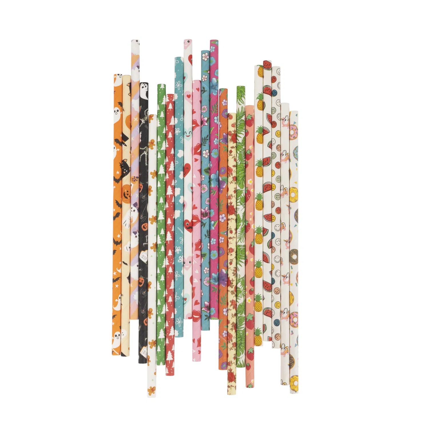 Muti-Colored Bright Rainbow Colors Striped Drinking Straws Paper Straws