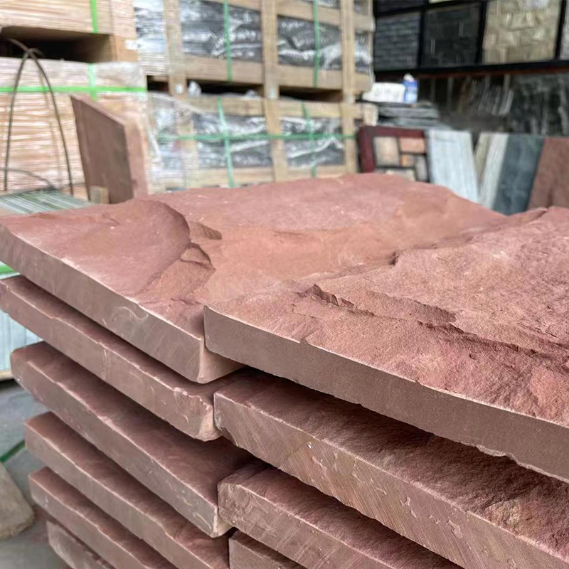 Sinotopstone Split Natural Face Finishing Red Sandstone Wall Floor Slab Tiles