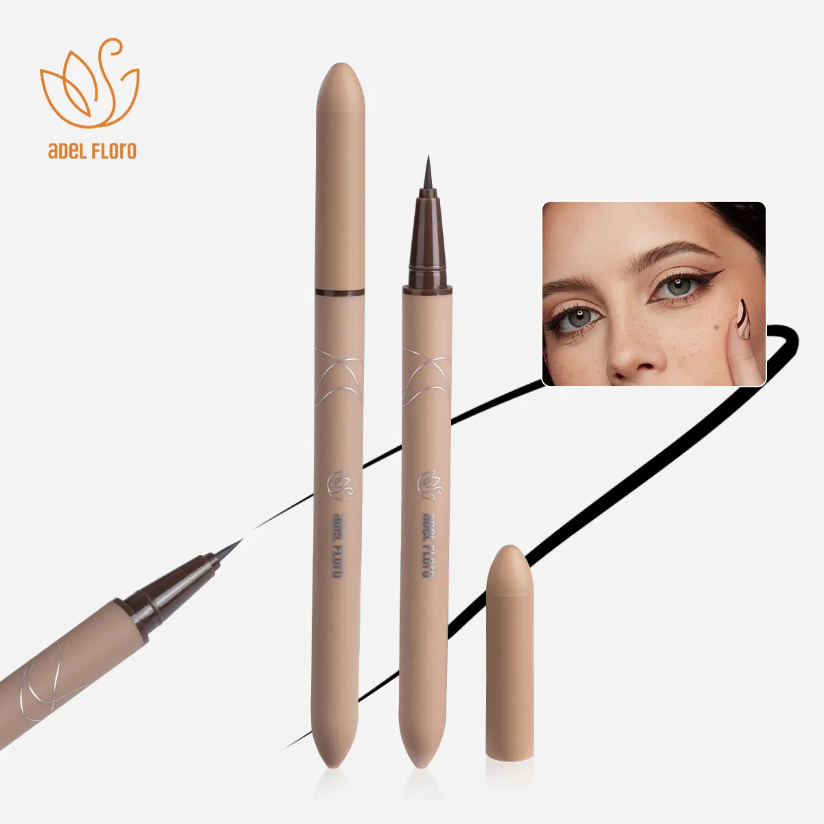 Custom Permanent Hypoallergenic Natural Vegan Brown Black Waterproof Smudge Proof Liquid Eyeliner