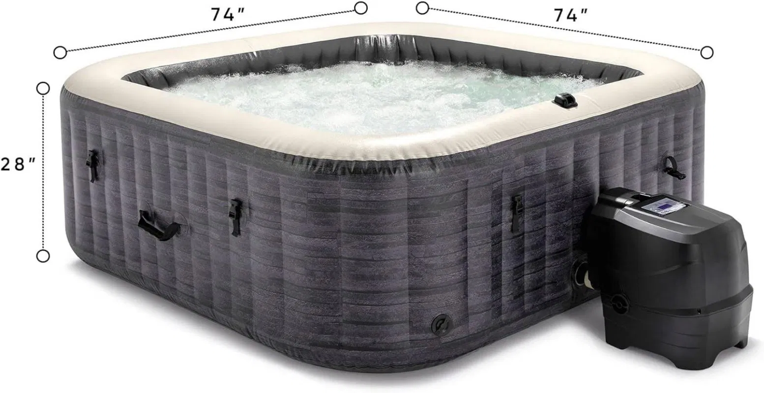 6-Person Square Inflatable SPA Bath Water SPA Set with Bubble Jet