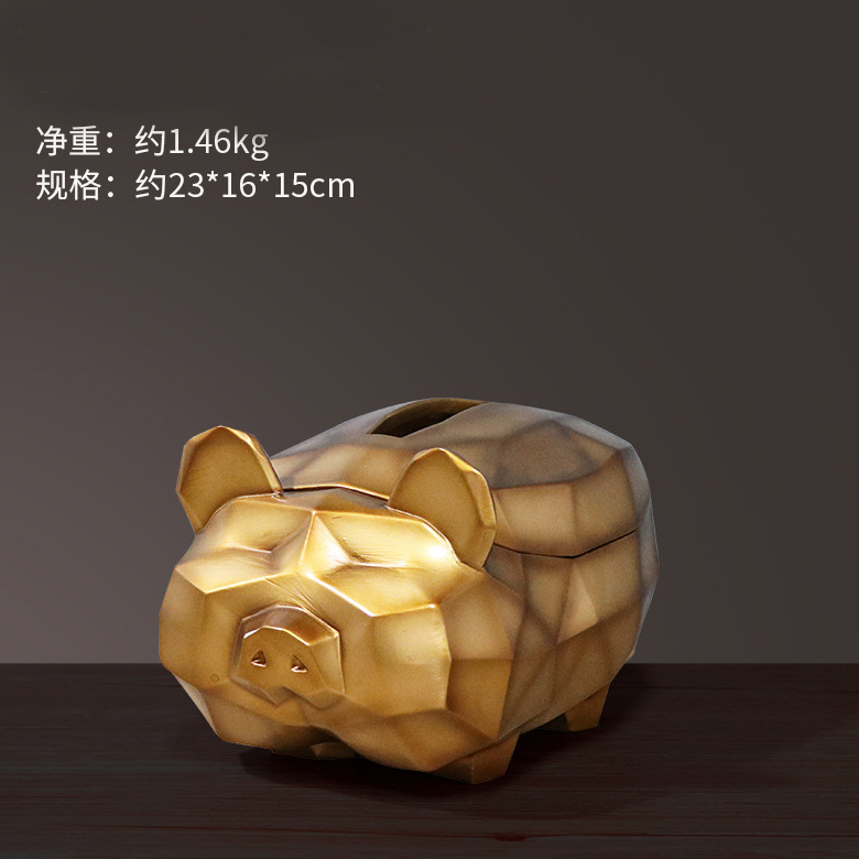 Cute Tissue Box Resin Pig Paper Box for Living Room Table Storage Decoration