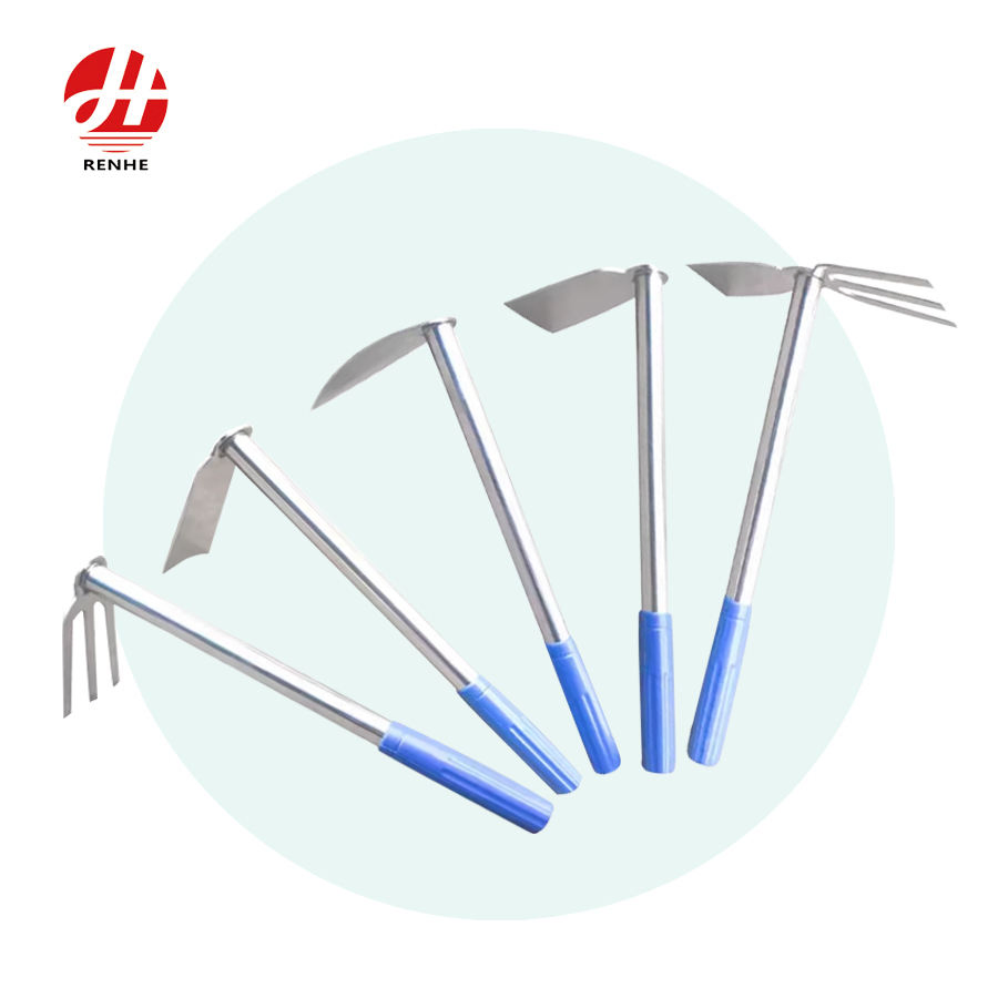 Stainless Steel Agricultural Digging Weed Manual Two Side Fork Hoe Wlth Handle