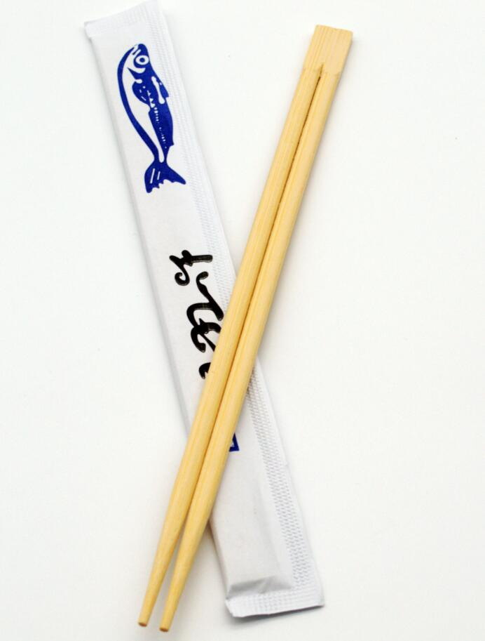 Bamboo Chopsticks 21cm Twins Without Knot Half Paper Sleeve