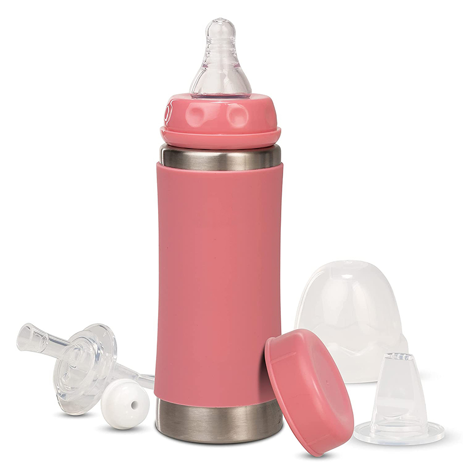 4 in 1 304 Stainless Steel Baby Bottle Silicone Straw Water Bottle with Handle and Sleeve