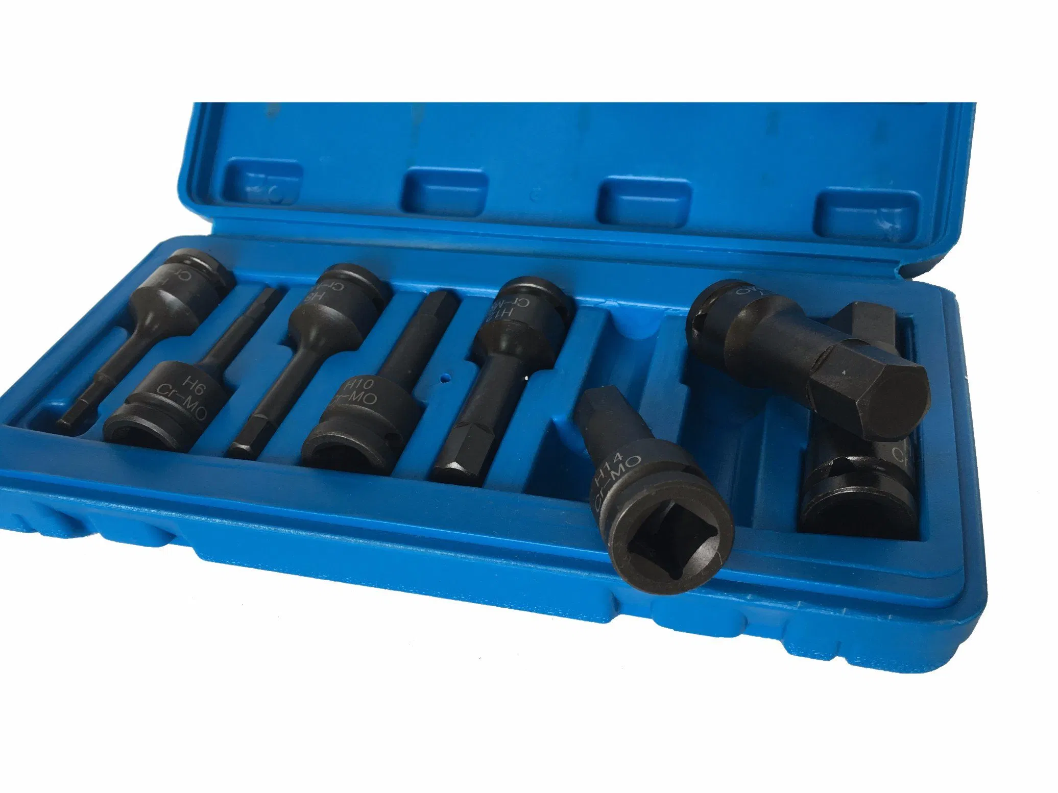 8PC 1/2" Drive Hex Impact Socket Bit Set, Cr-Mo