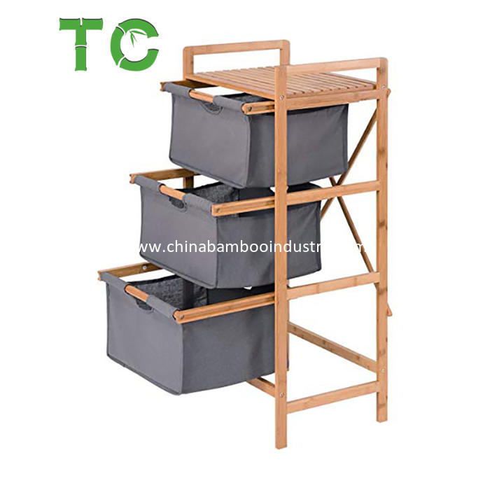 Hotselling Large Bamboo Laundry Basket Laundry Basket with Shelf Laundry Hamper Sorter Bathroom Storage Rack Laundry Storage Basket