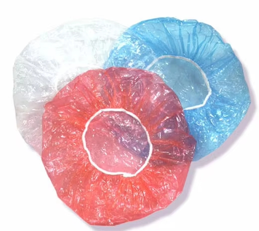 Disposable Plastic PE Shower Caps Food Service Hospitals Waterproof Clear Bath Cap Beauty SPA Salon Hair Processing Caps