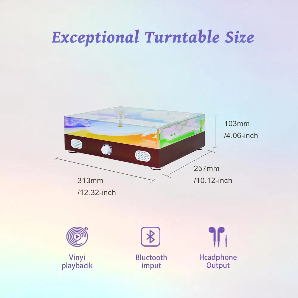 Dcolorful 211 Stylish Colorful Design Bluetooth 5.0+ Wireless Turntable Music Player Vinyl Record Player