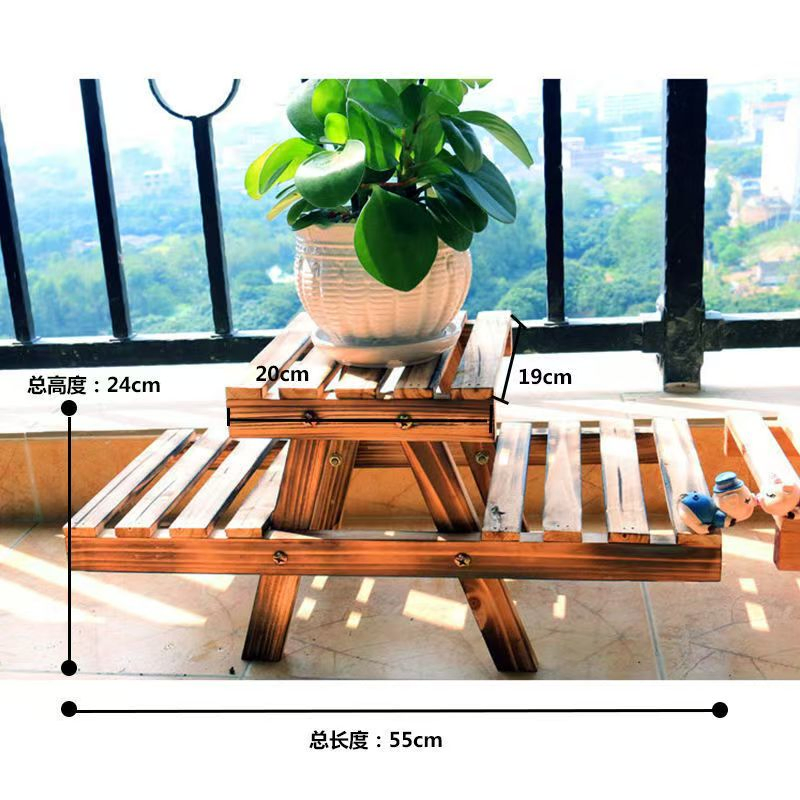 Bulk Order Rustic Folding Decorative Functional Wooden Flower Stand Shelf