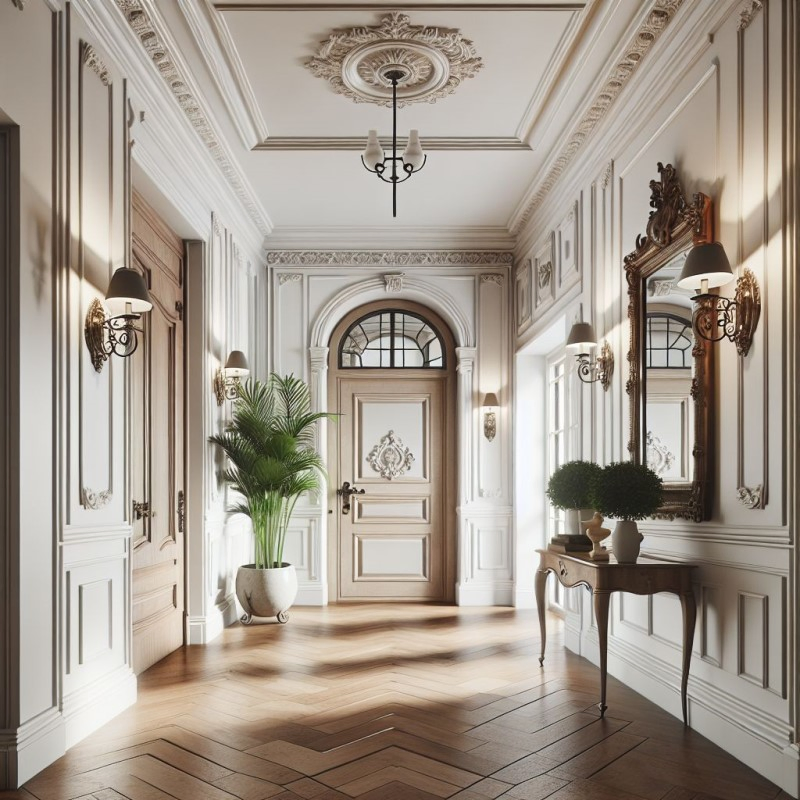 Stunning Single Wooden Villa Entryway Classic Solid Wood Shaker Entry Door