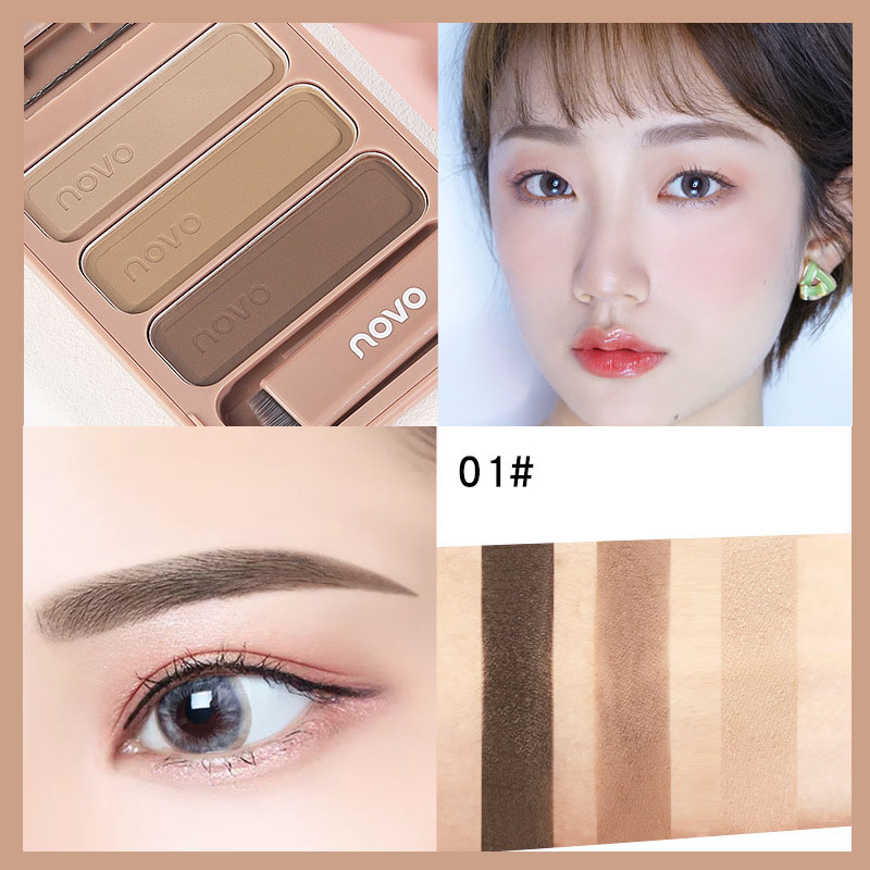 Novo Women′ S Waterproof Long-Lasting Non-Marking Shadow Three-Color Eyebrow Powder
