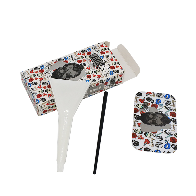 Bros Man Style Box Set Rolled Cone Rolling Paper of Triangle Funnel + Card + Plastic Strips