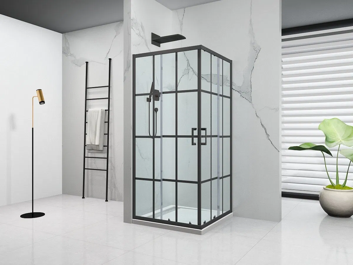Best Seller Economic Series Matt Black Shower Enclosure with Lattic Printed