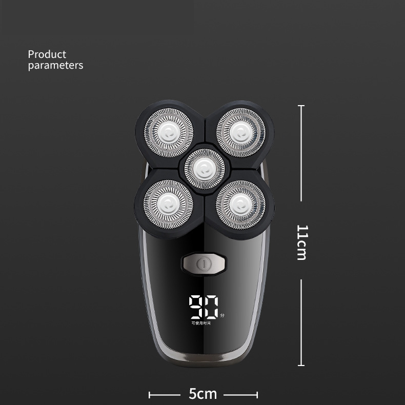 Bald Head Shaver 5 in 1 Electric Shaver Kit Waterproof Cordless Beard Floating Blades Razor Rotary Men Electric Shaver