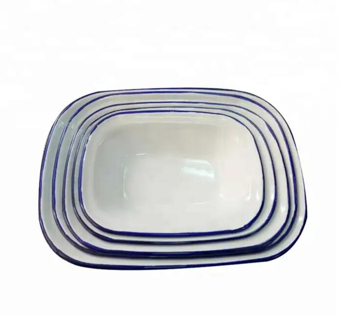 Hot Selling Home and Restaurant Metal Enamel White Bowls and Plates