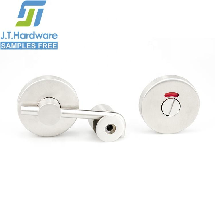 Commercial Satin Stainless Steel Turn Round Plate Green Red Washroom Cubicle Partition Indication Toilet Door Lock