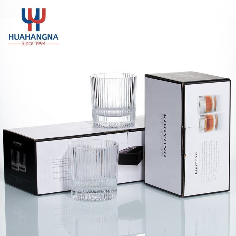 Premium 10oz Old Fashioned Ripple Rock Glass Home Bar Crystal Whiskey Glasses Set of 2 for Cocktail Liquor