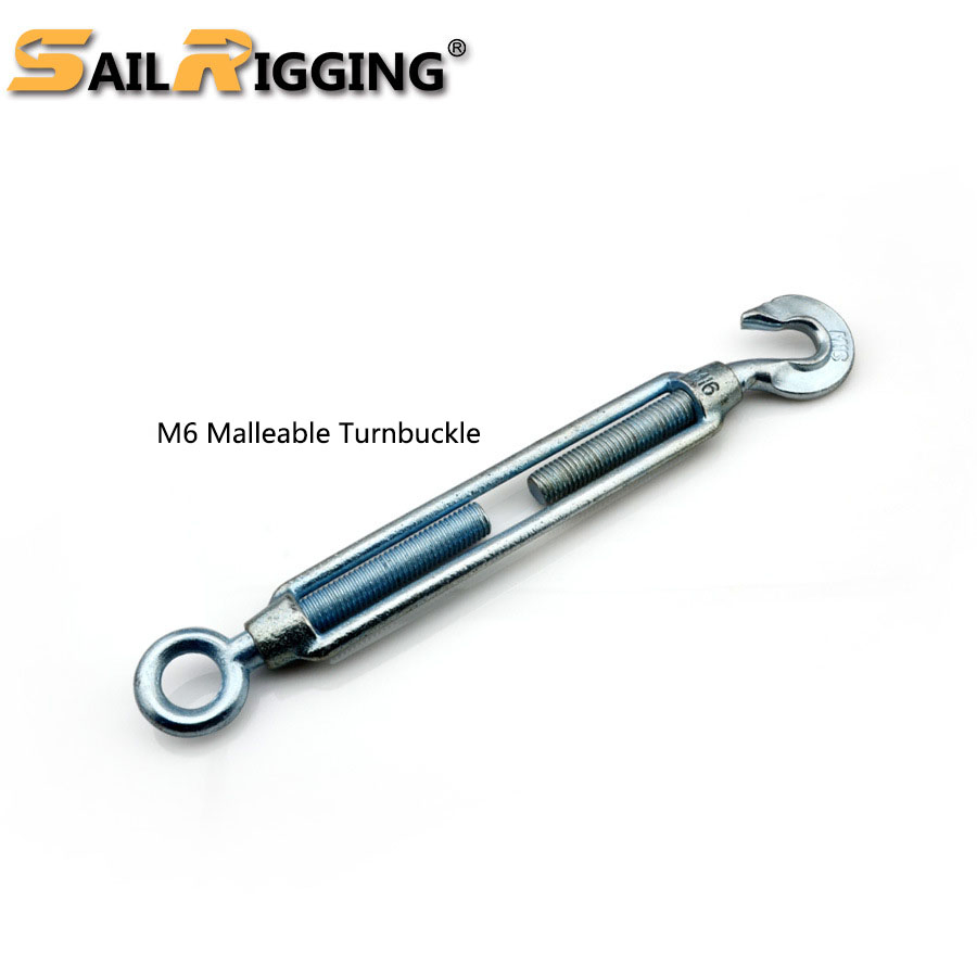 Galvanized Commercial Malleable Turnbuckle Wire Rope Turnbuckle M6 100mm M8 125mmwith Hook and Eye