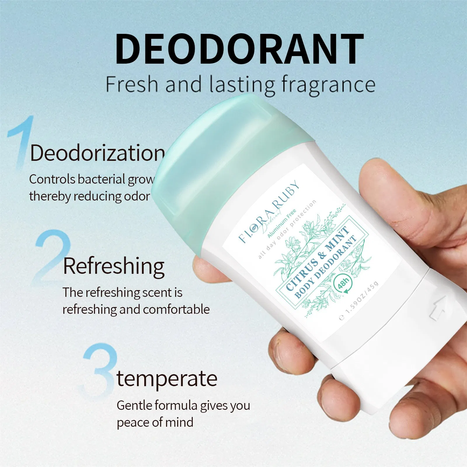 Soothing Portable Deodorant with Refreshing Hypoallergenic Pearl Beads