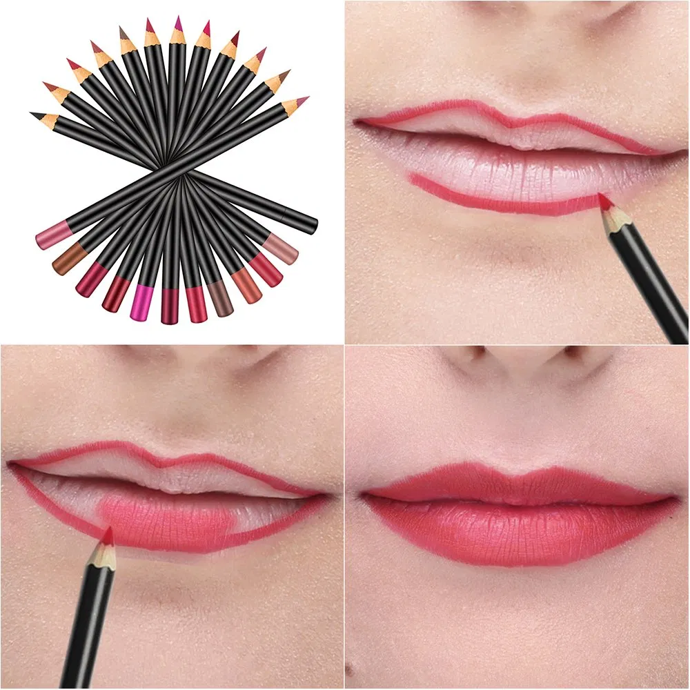 High Pigment 12 Color Vegan Creamy Wood Lip Liner Low MOQ Lipliner