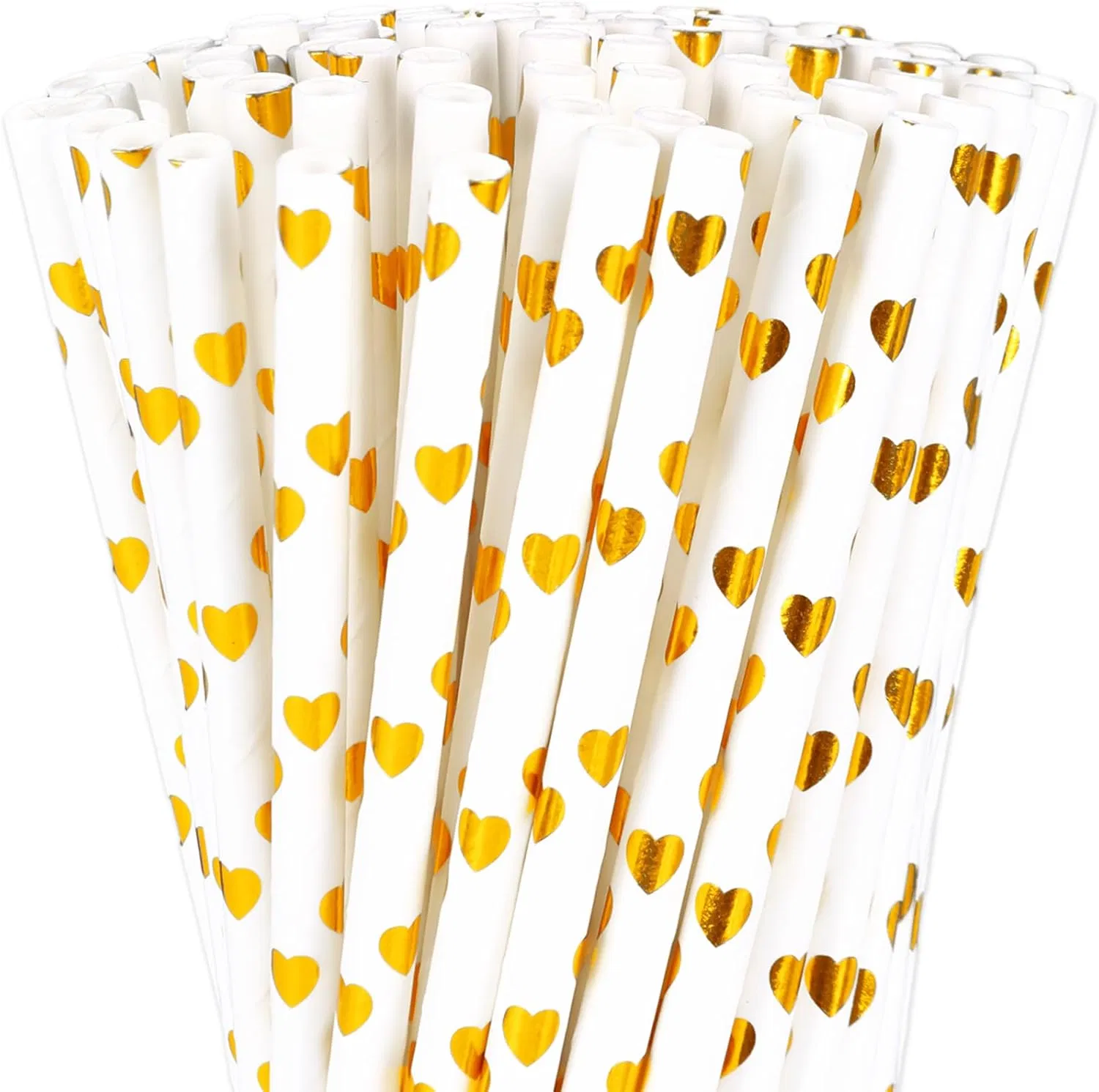 Rose Gold Polka DOT Foil Biodegradable 4-Ply or 3-Ply Paper Drinking Straws (Compostable, Non-toxic, BPA-free)