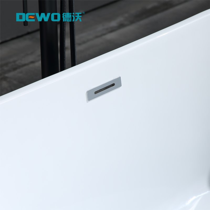 Stylish Sanitaryware Yuanbao-Shape White Acrylic Freestanding Hot Tub Soaking Adult SPA Bathtub