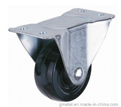 Fix Castor Top Plate Solid Rubber Wheel with Plain Bearing