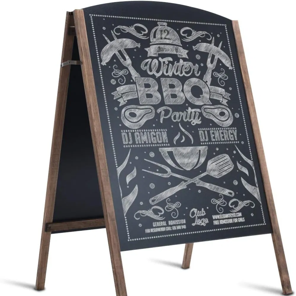 Small Wooden Blackboard Double-Sided Vertical Billboard