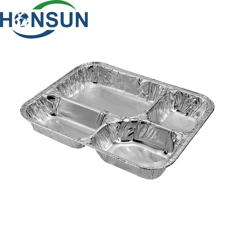 Disposable 4 Compartment Aluminum Foil Pan with Paper Board Lids