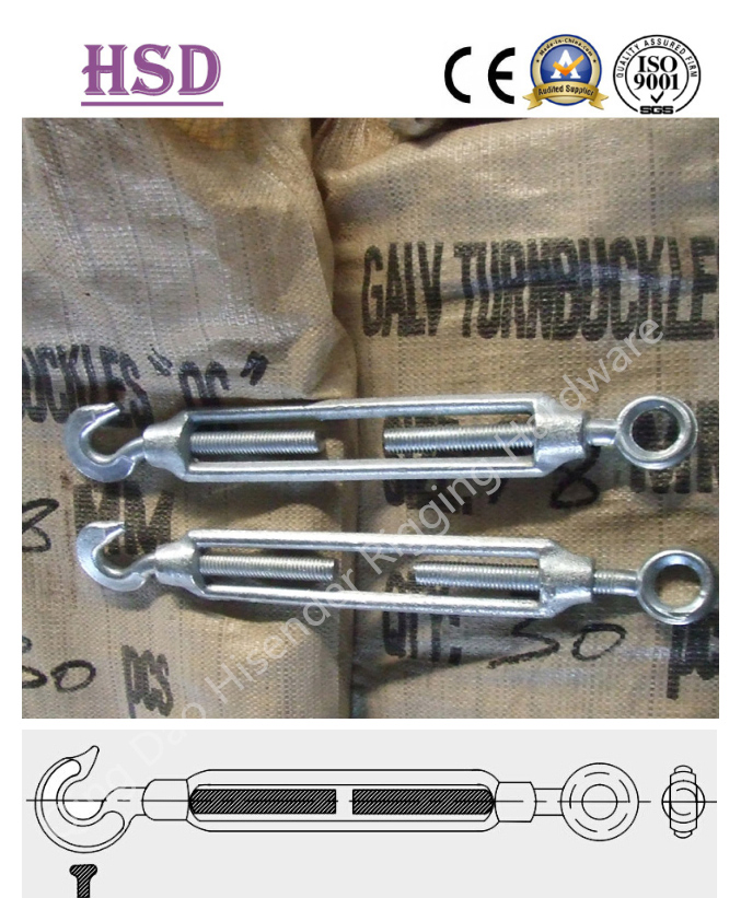 E. Galv Zinc Plated Commercial Maleable JIS Type Frame Type Turnbuckle